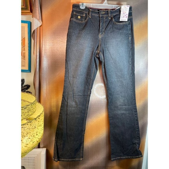 GLORIA Vanderbilt Stretch Straight Leg Jeans Mid Rise Copper Black Size 10. B5 - Picture 1 of 4